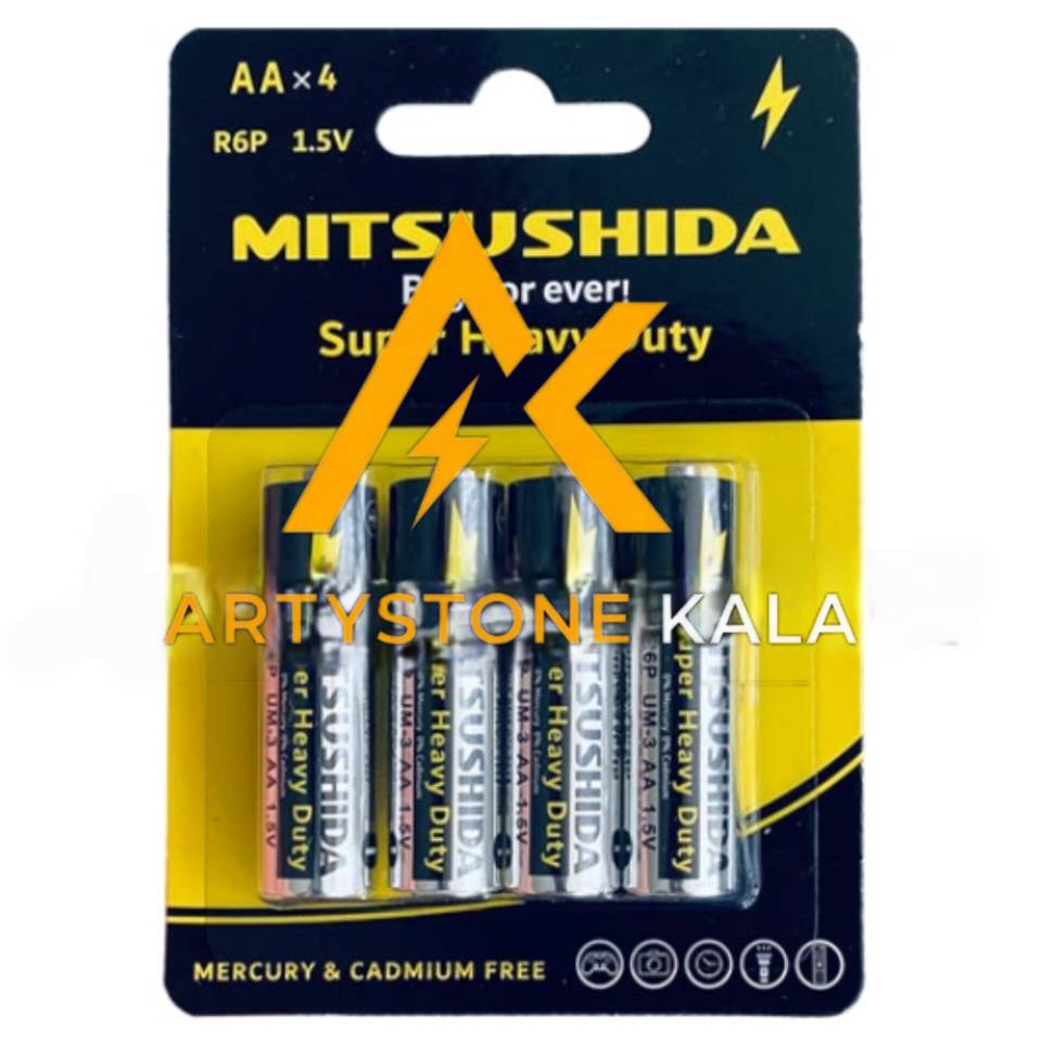 باطری  قلم MITSUSHIDA سوپر هیوی  میتسو شیدا معمولی  4 تایی | پک کارتی    کارت 4تایی ــ  کد_1050