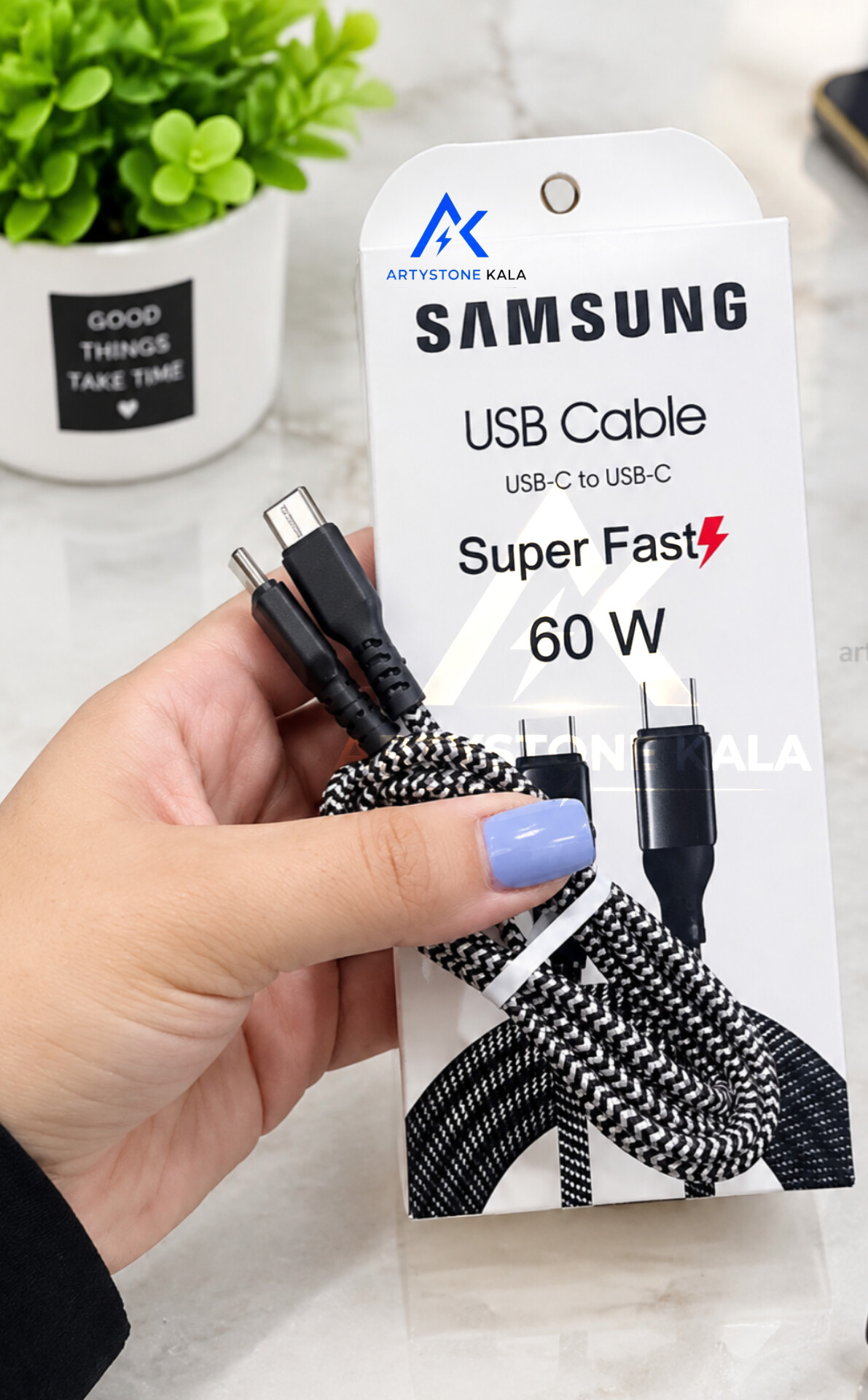 کابل شارژر سامسونگ 60وات  کنفی    دو سر تایپ سی   کد_348