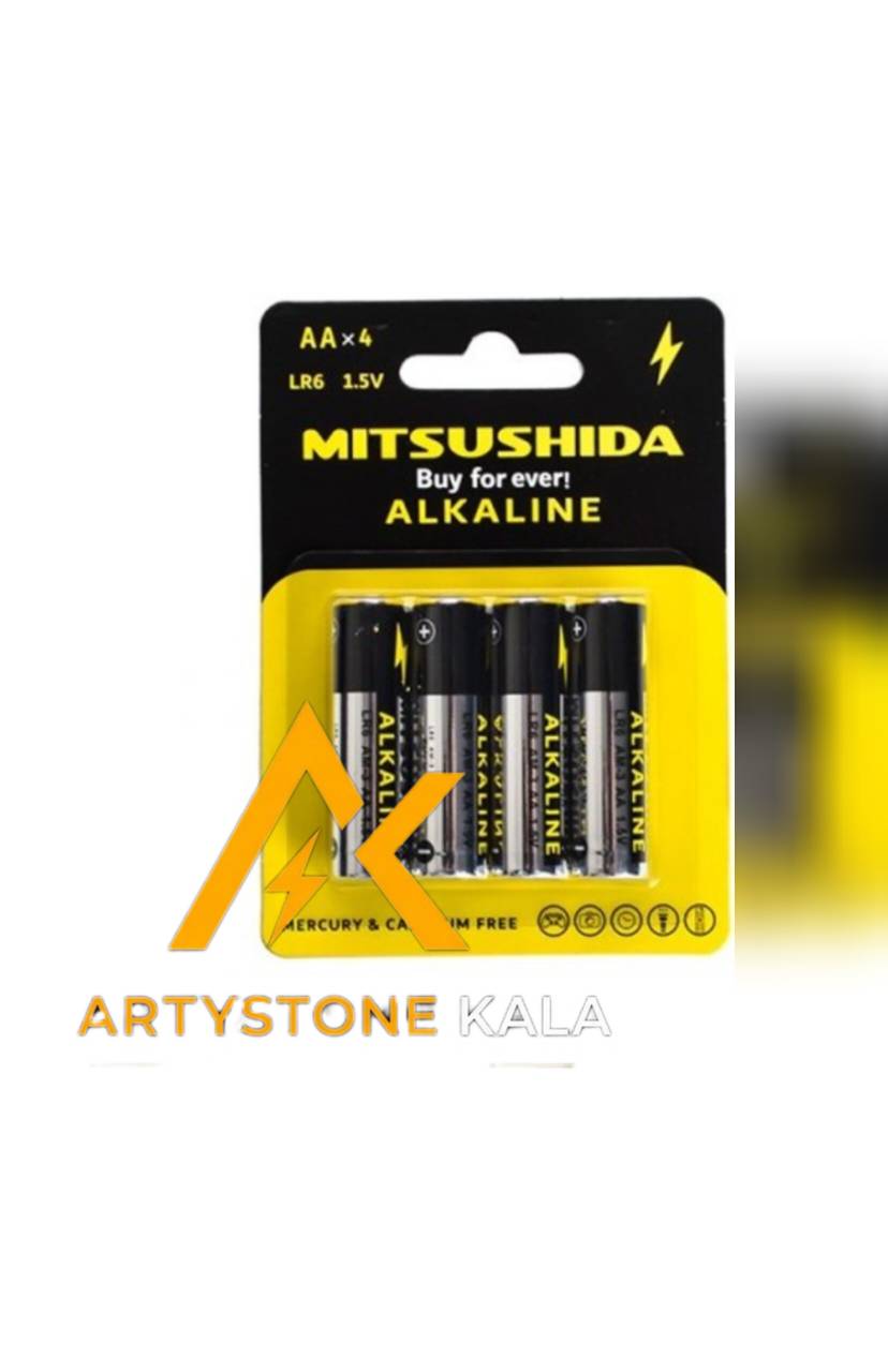 باطری نیم قلم MITSUSHIDA آلکالاین 4 تایی پک کارتی میتسو شیدا  کد_1041